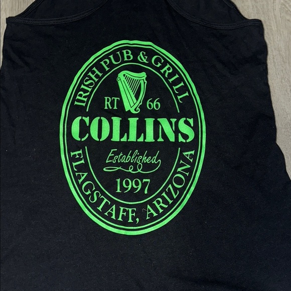 Black Tank Top with Green Collin Irish pub and grill tank - Picture 3 of 6